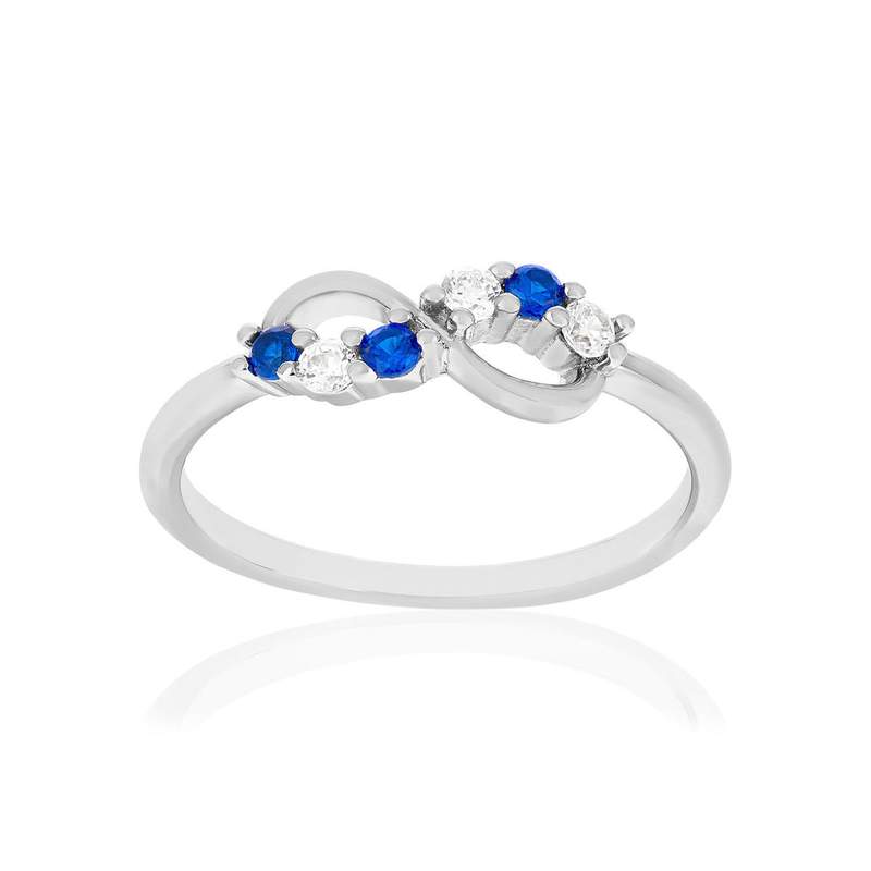 Bague argent 925 pierres imitation bleus et zirconias motif infini - vue 1