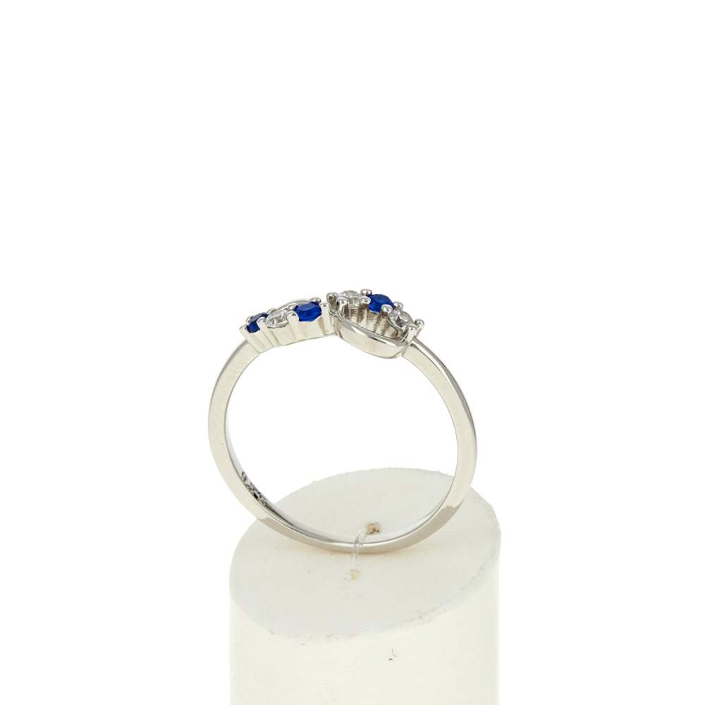 Bague argent 925 pierres imitation bleus et zirconias motif infini - vue 2
