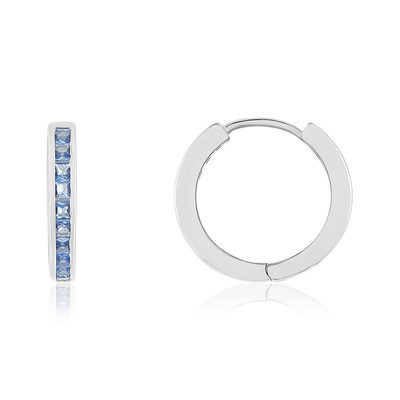 925 silver hoop earrings with blue imitation stones