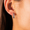 Créoles argent 925 pierres imitation bleues - vue Vporté 2