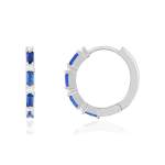 Créoles argent 925 pierres imitation bleues et zirconias 16mm - vue 1