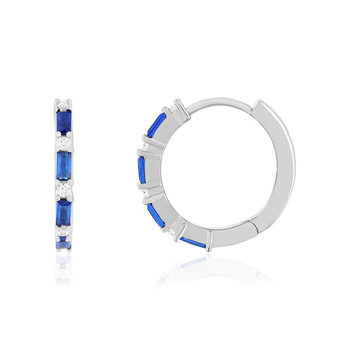 Créoles argent 925 pierres imitation et zirconias 16mm