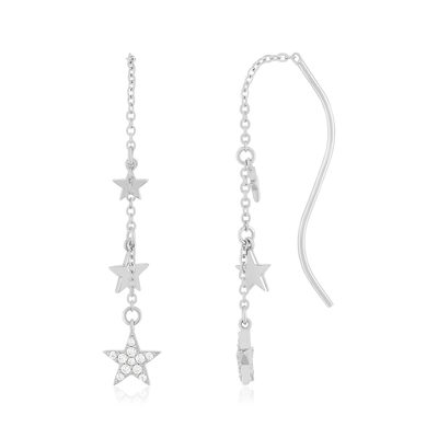 Boucles d'oreilles argent 925 et zirconias motif étoiles - vue 1
