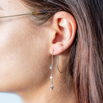 Boucles d'oreilles argent 925 et zirconias motif étoiles - vue porté 1