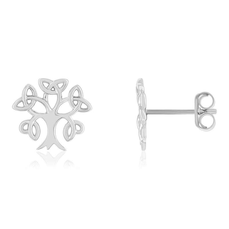 Boucles d'oreilles argent 925 motif arbre de vie - vue 1