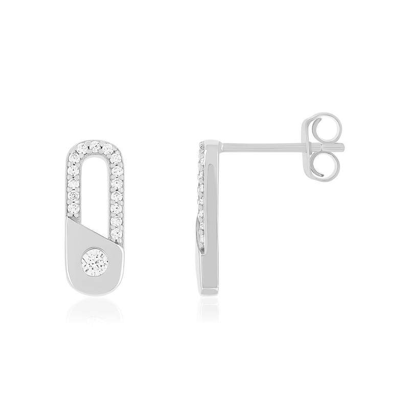 Boucles d'oreilles argent 925 et zirconias - vue 1