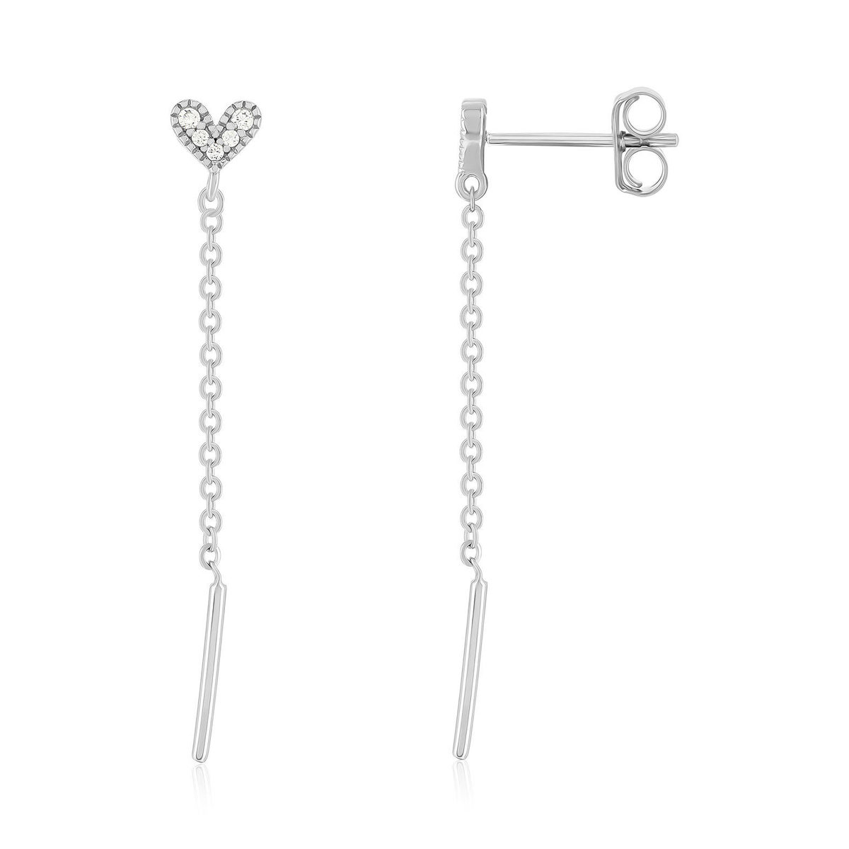 Boucles d'oreilles argent 925 et zirconias motif coeur