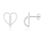 Boucles d'oreilles argent 925 et zirconias motif coeur - vue 1