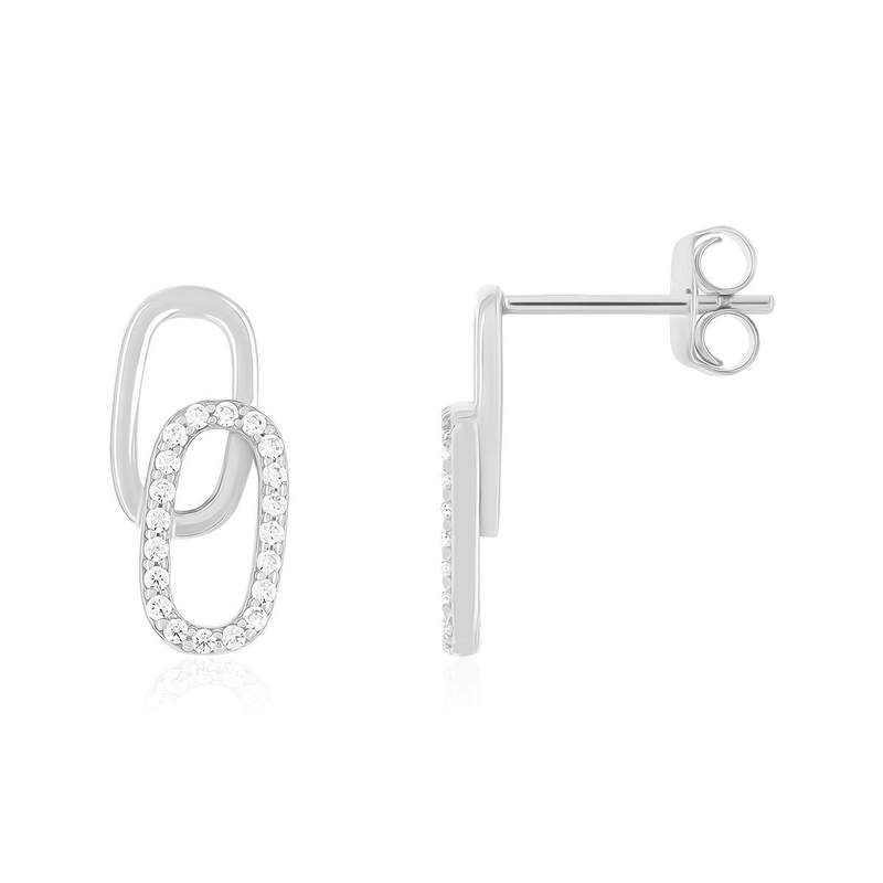 Boucles d'oreilles argent 925 et zirconias - vue 1
