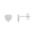 Boucles d'oreilles argent 925 et zirconias motif coeur - vue 1