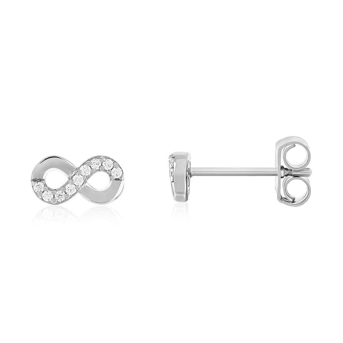 Boucles d'oreilles argent 925 et zirconias motif infini