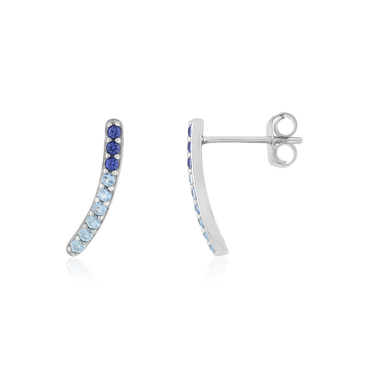 Boucles d'oreilles argent 925 pierres synthétiques bleues