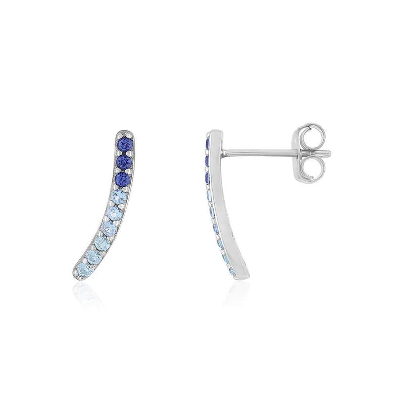 Boucles d'oreilles argent 925 pierres synthétiques bleues - vue 1