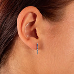 Boucles d'oreilles argent 925 pierres synthétiques bleues - vue porté 1