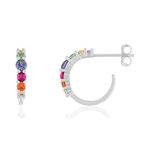 Demi créoles argent 925 zirconias multicolores 15mm - vue 1