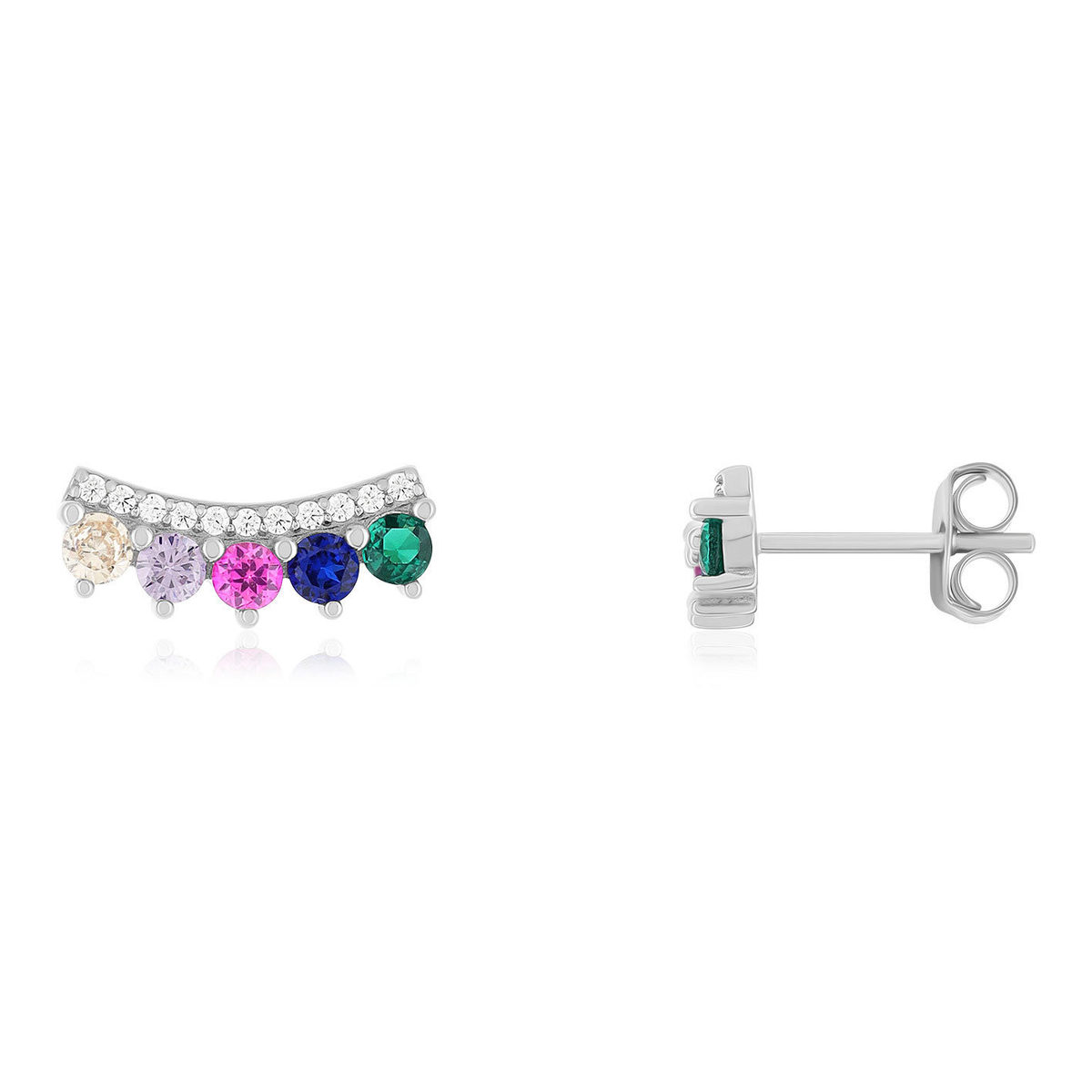 Boucles d'oreilles argent 925 et zirconias multicolores