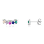 Boucles d'oreilles argent 925 et zirconias multicolores - vue 1
