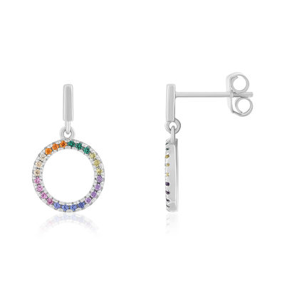 Boucles d'oreilles argent 925 et zirconias multicolores
