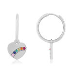 Boucles d'oreilles argent 925 et zirconias multicolores motif coeur - vue 1