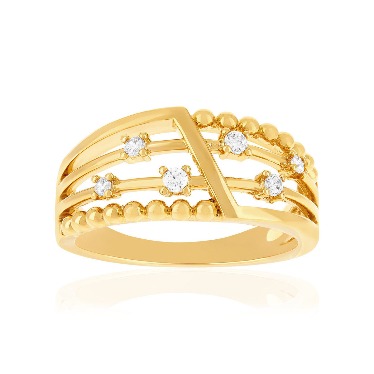 Bague plaqué or jaune et zirconias