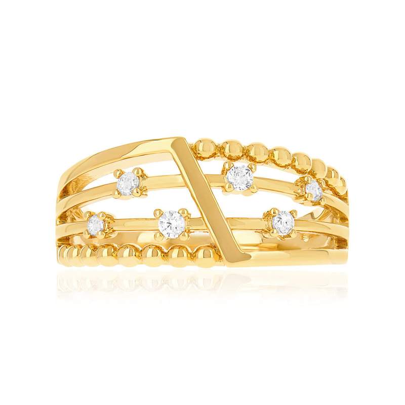 Bague plaqué or jaune et zirconias - vue 3