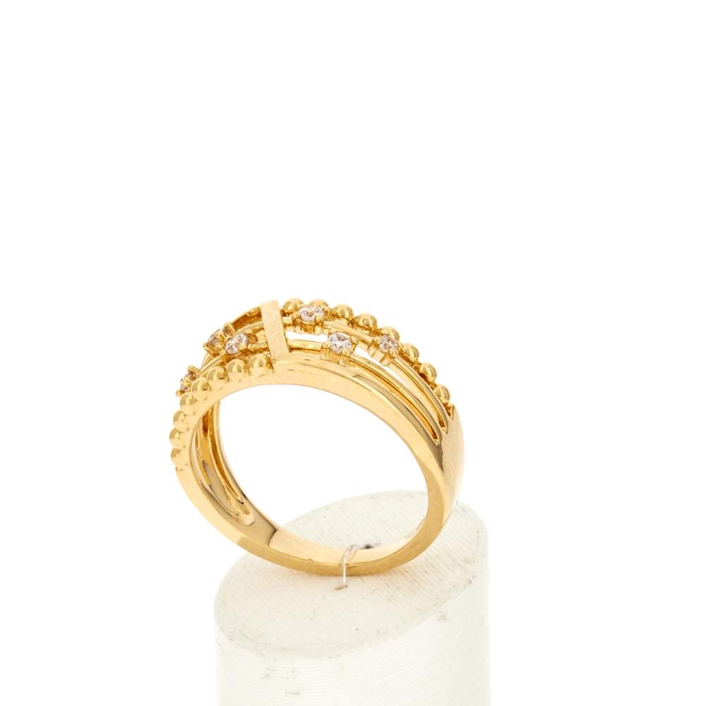Bague plaqué or jaune et zirconias - vue 3