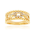 Bague plaqué or jaune et zirconias - vue 1