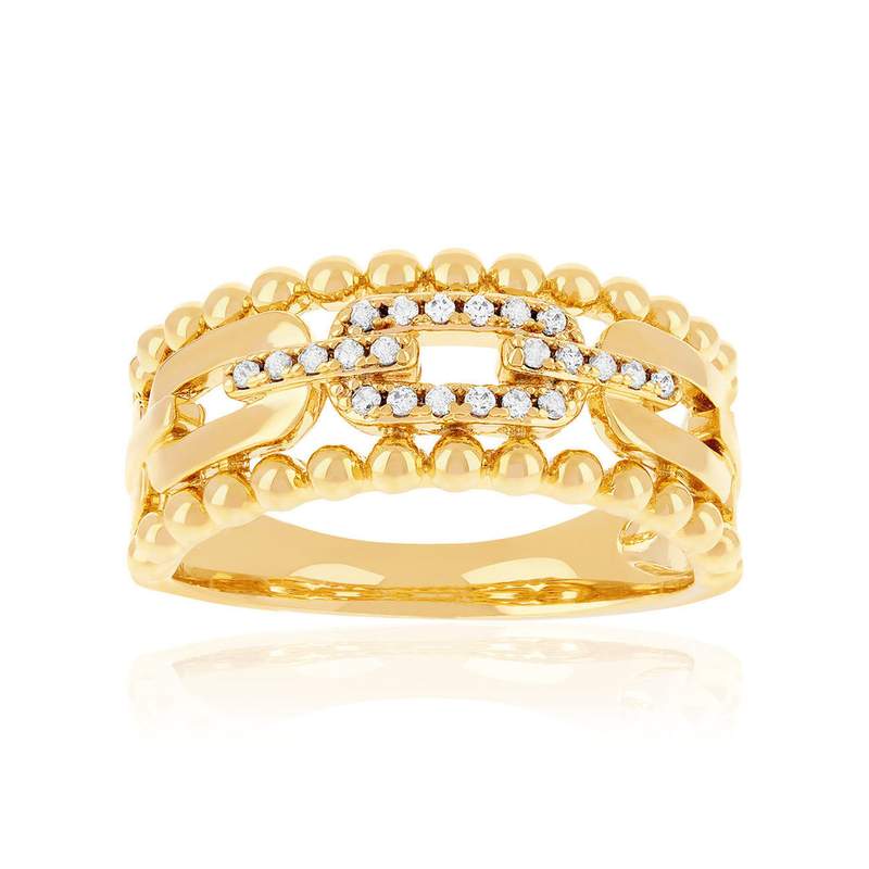 Bague plaqué or jaune et zirconias - vue 1