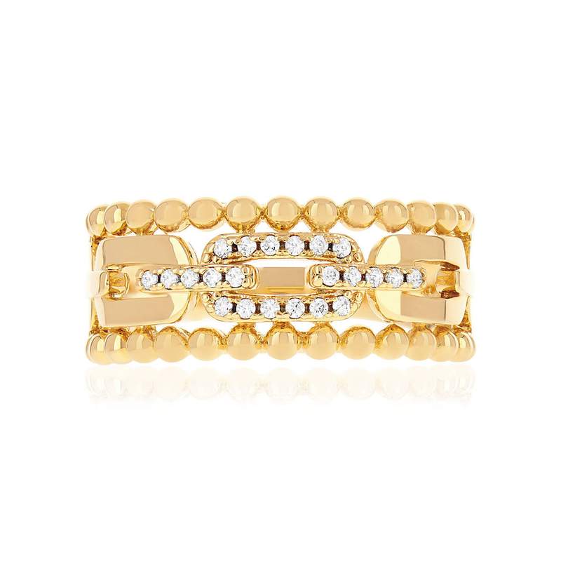 Bague plaqué or jaune et zirconias - vue 3