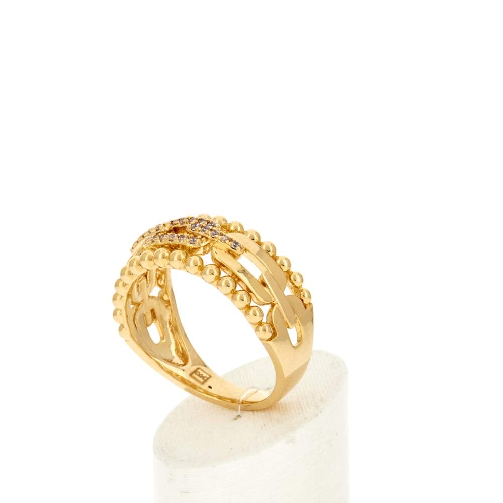 Bague plaqué or jaune et zirconias - vue 4