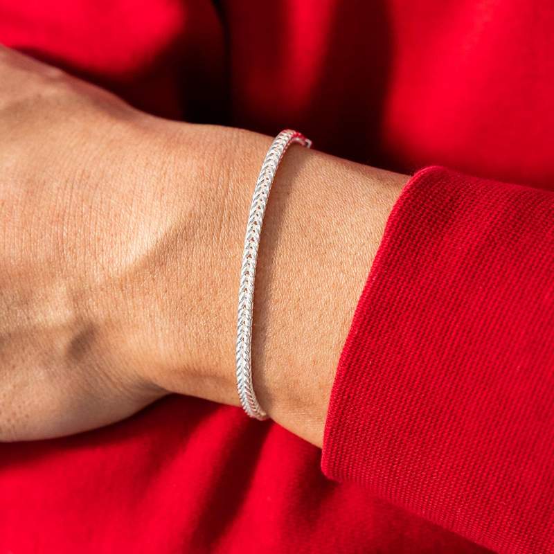 Bracelet argent 925 maille fantaisie 19,5cm - vue porté 1