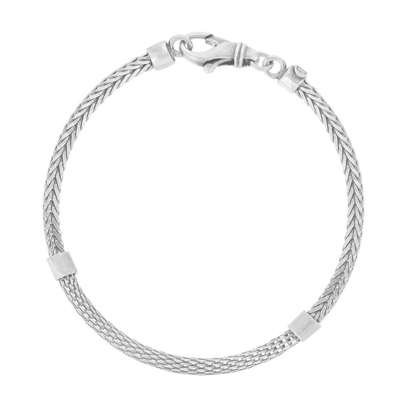 Bracelet argent 925 vieilli maille fantaisie 20cm - vue 1