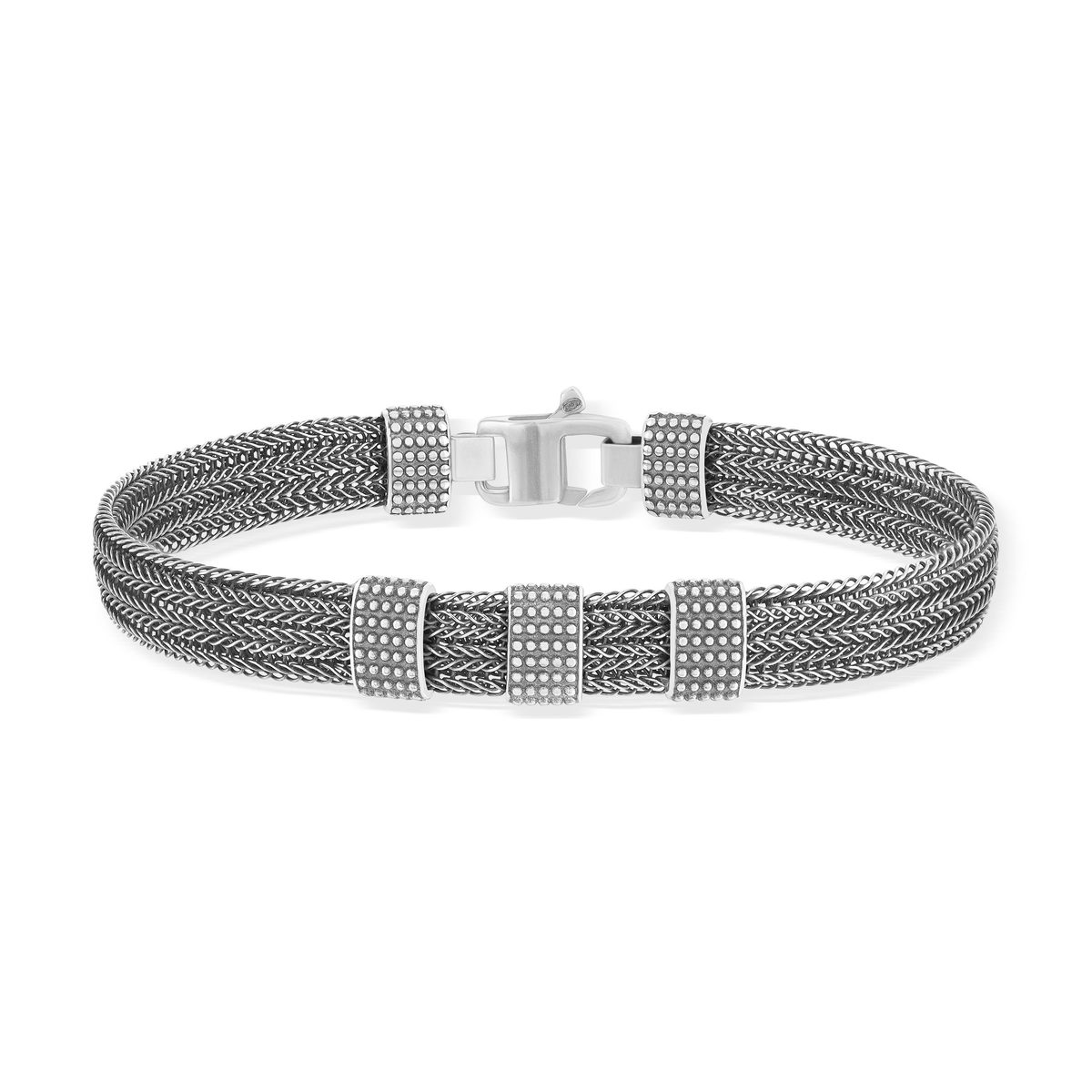 Bracelet argent 925 vieilli maille fantaisie 21cm