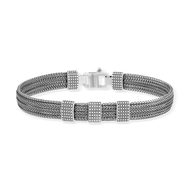 Bracelet argent 925 vieilli maille fantaisie 21cm