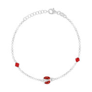 Bracelet argent 925 et zirconias rouges 19cm