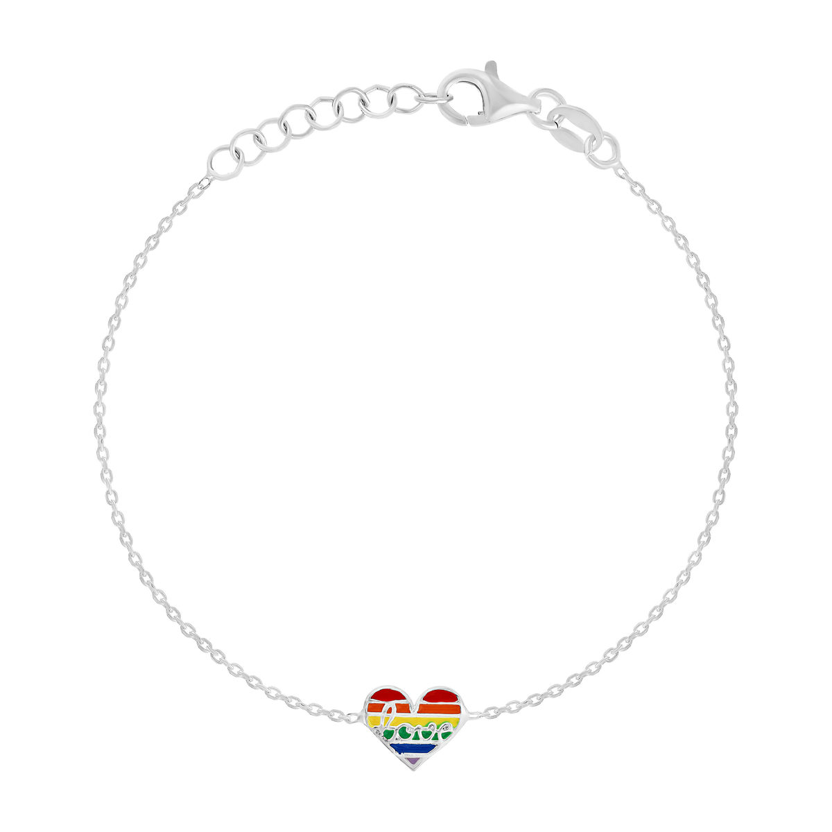 Bracelet argent 925 motif coeur 17cm