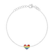 Bracelet argent 925 motif coeur 17cm