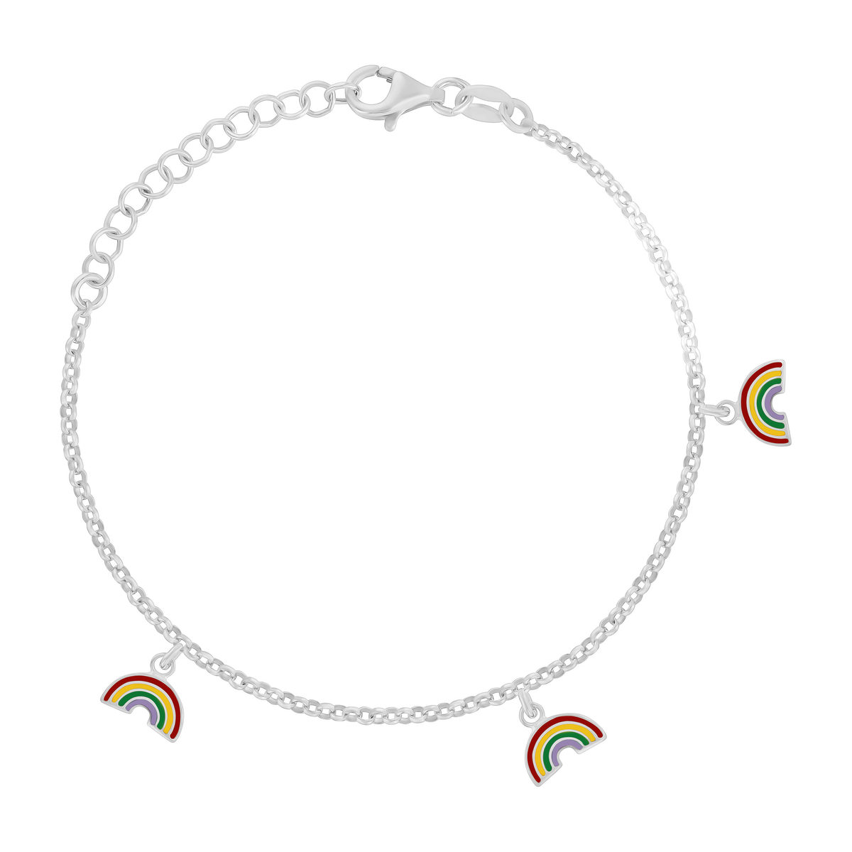 Bracelet argent 925 motif arc en ciel 18cm