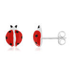 Boucles d'oreilles argent 925 motif coccinelle et zirconias - vue 1
