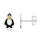 Boucles d'oreilles argent 925 motif pingouin - vue 1