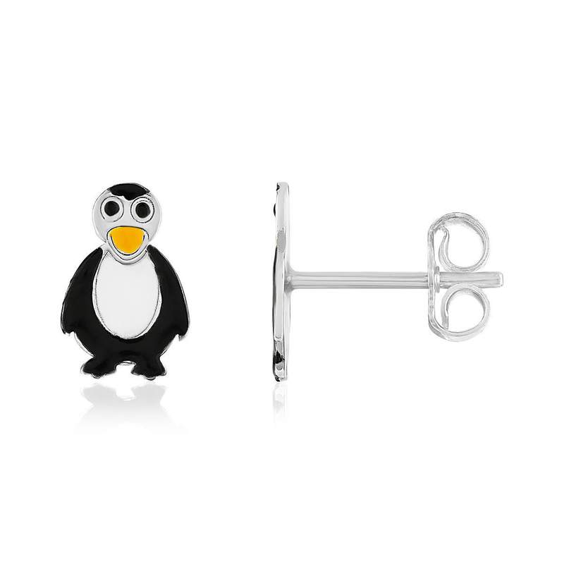 925 sterling silver penguin-motif earrings - view 1