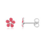 Boucles d'oreilles argent 925 motif fleur - vue 1