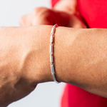 Bracelet argent 925 maille fantaisie 22cm - vue porté 1