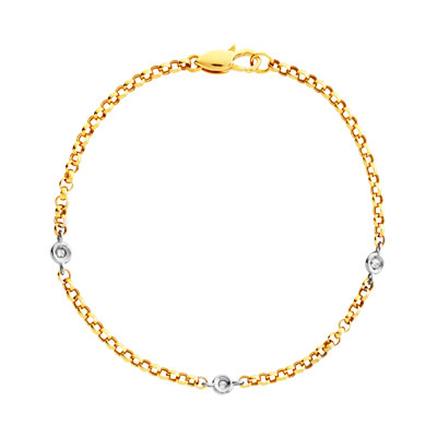 Bracelet 2 ors 750 diamants 18,5 cm