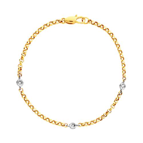 Bracelet 2 gold 750 diamonds 18.5 cm