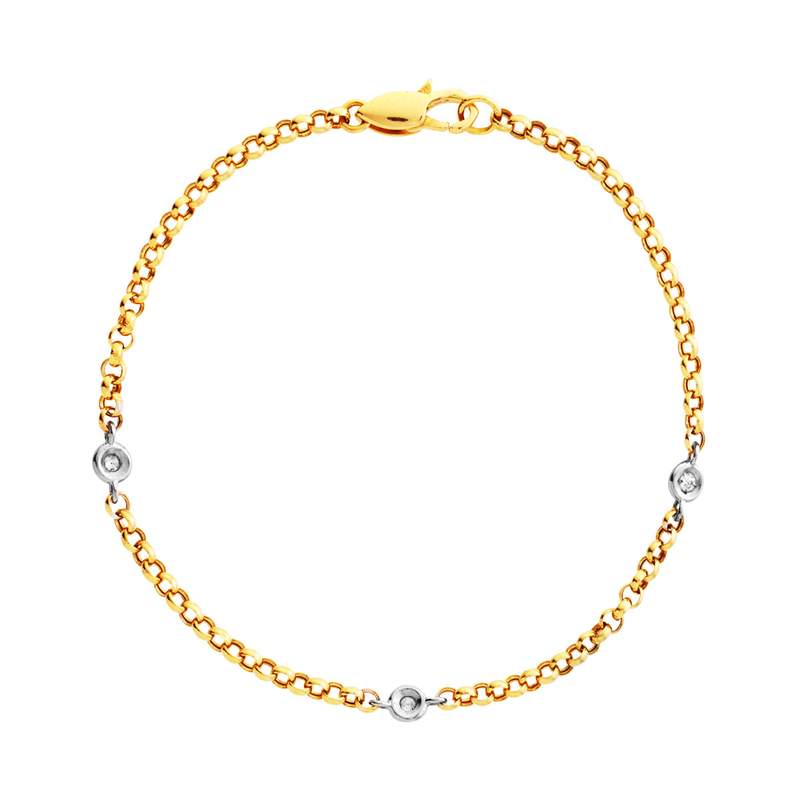 Bracelet 2 ors 750 diamants 18,5 cm - vue 1