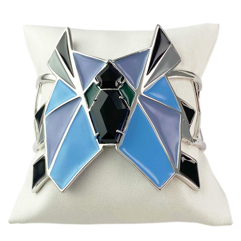 Manchette or 750 blanc onyx et laque - vue 2