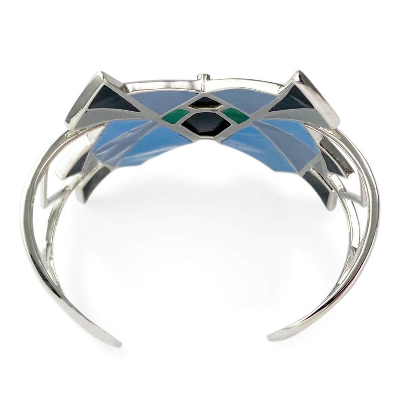 Manchette or 750 blanc onyx et laque - vue 3