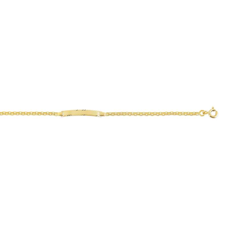 Bracelet identité or 750 jaune diamanté personnalisable 14 cm - vue 1