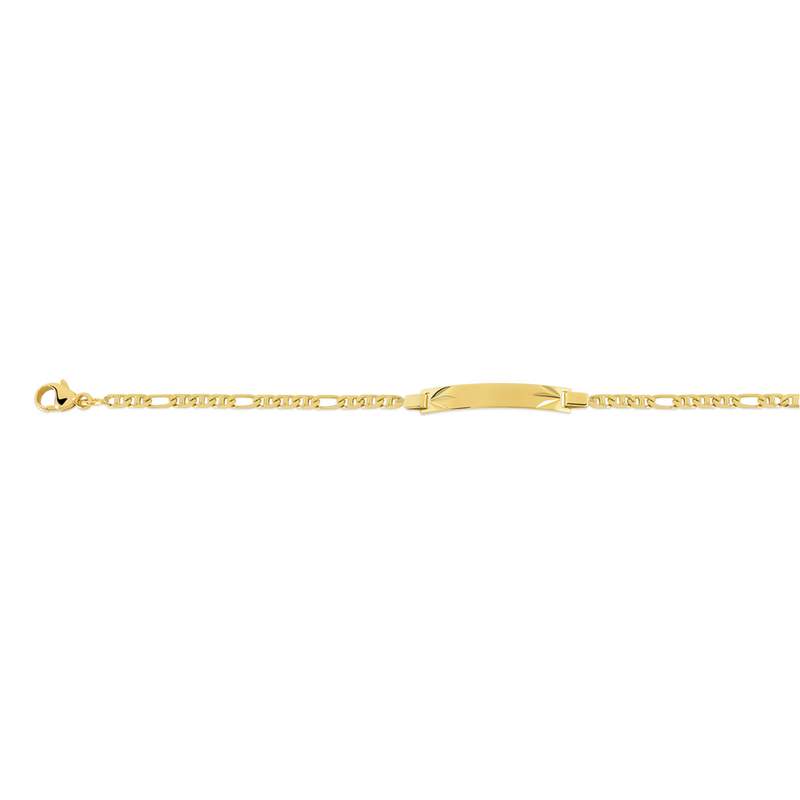 Bracelet identité bébé or 750 jaune maille marine personnalisable 14 cm - vue 1